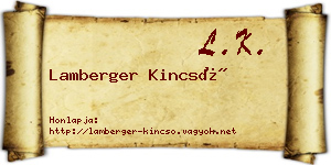 Lamberger Kincső névjegykártya