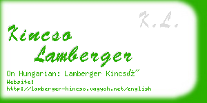 kincso lamberger business card